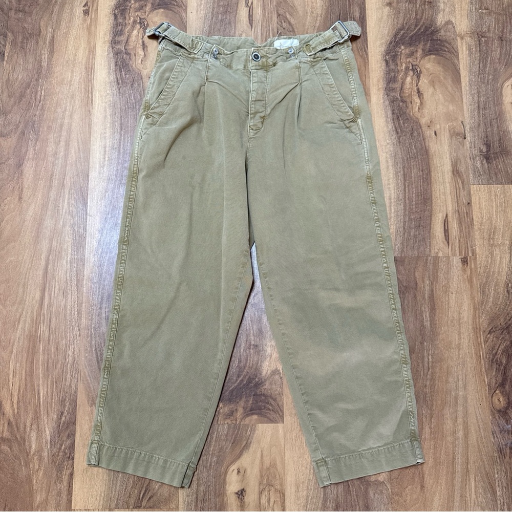 Anthropologie Utility Pants with Buckles and Button Fly Tan Khaki 30
